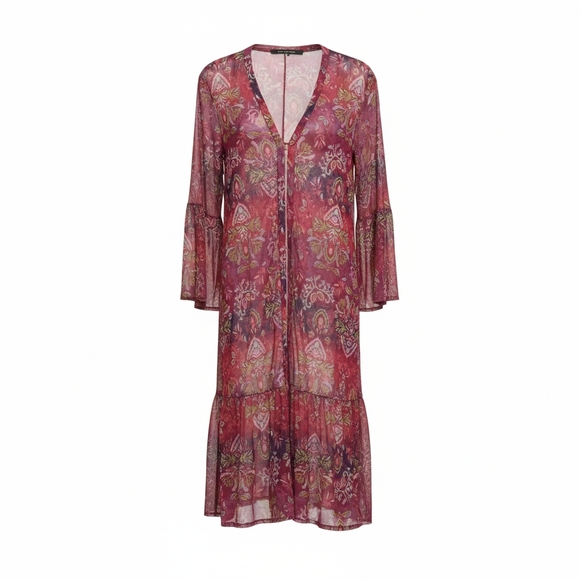 Bohemian Floral Sheer Long Sleeve Duster Size Large EUC - Picture 2 of 8